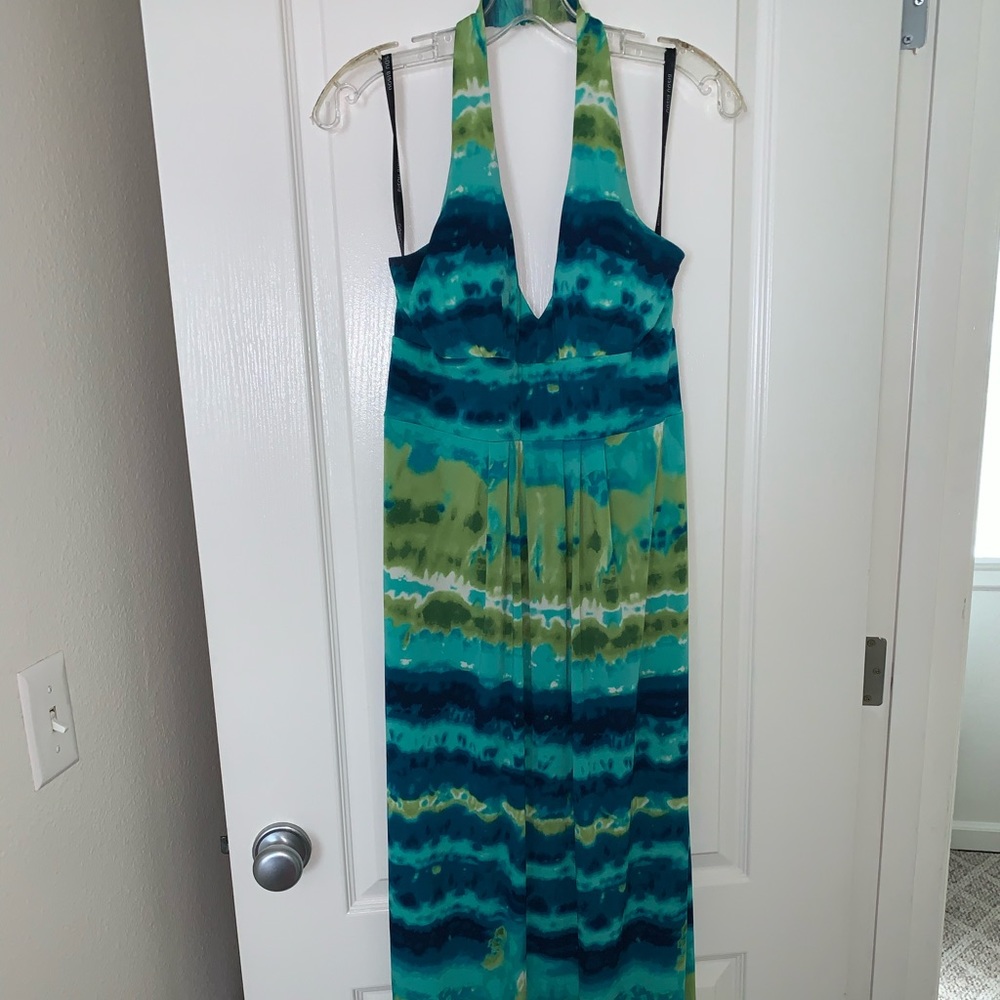 3 shades of teal with green BEAUTIFUL summer dress